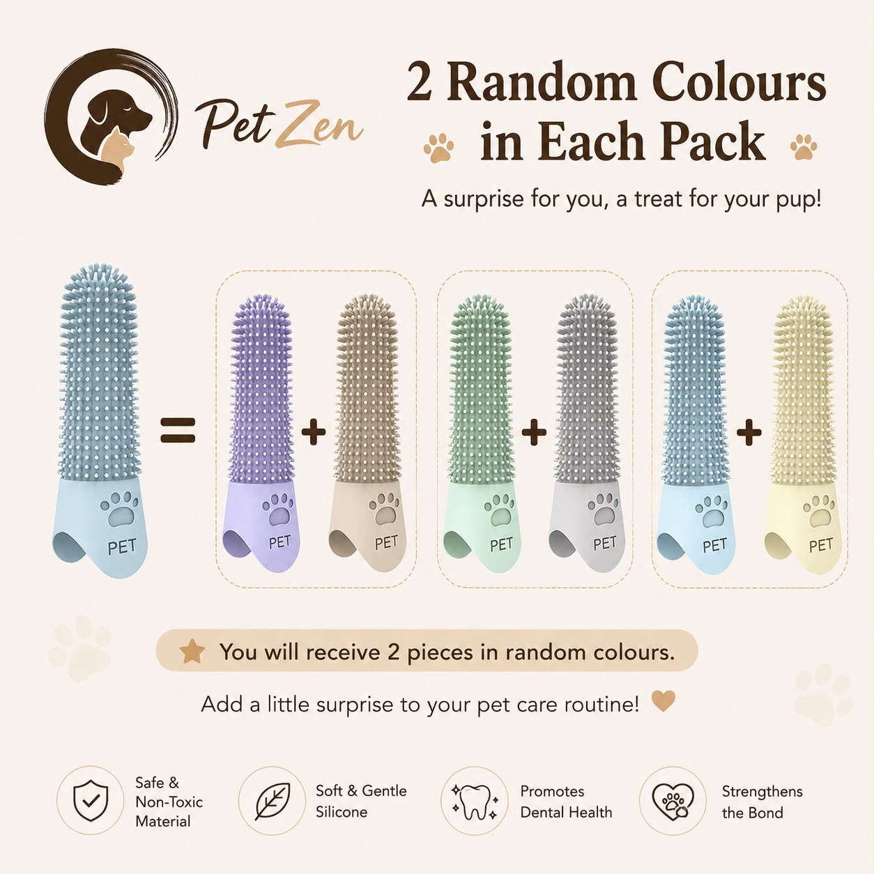 Soft Silicone Finger Toothbrush – 360° Oral Care Brush for Dogs & Cats