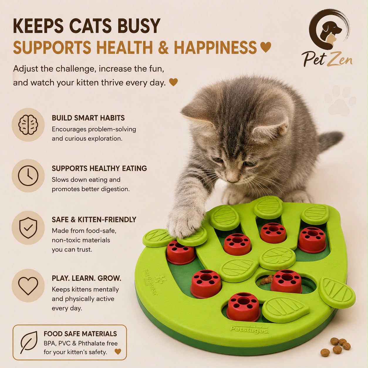 Interactive Cat Puzzle Feeder Toy – Slow Feeder & Treat Dispenser for Mental Stimulation