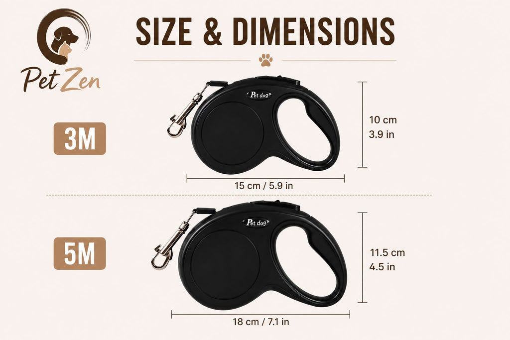 Premium 3m & 5m Retractable Leash for Small & Medium Dogs and Cats