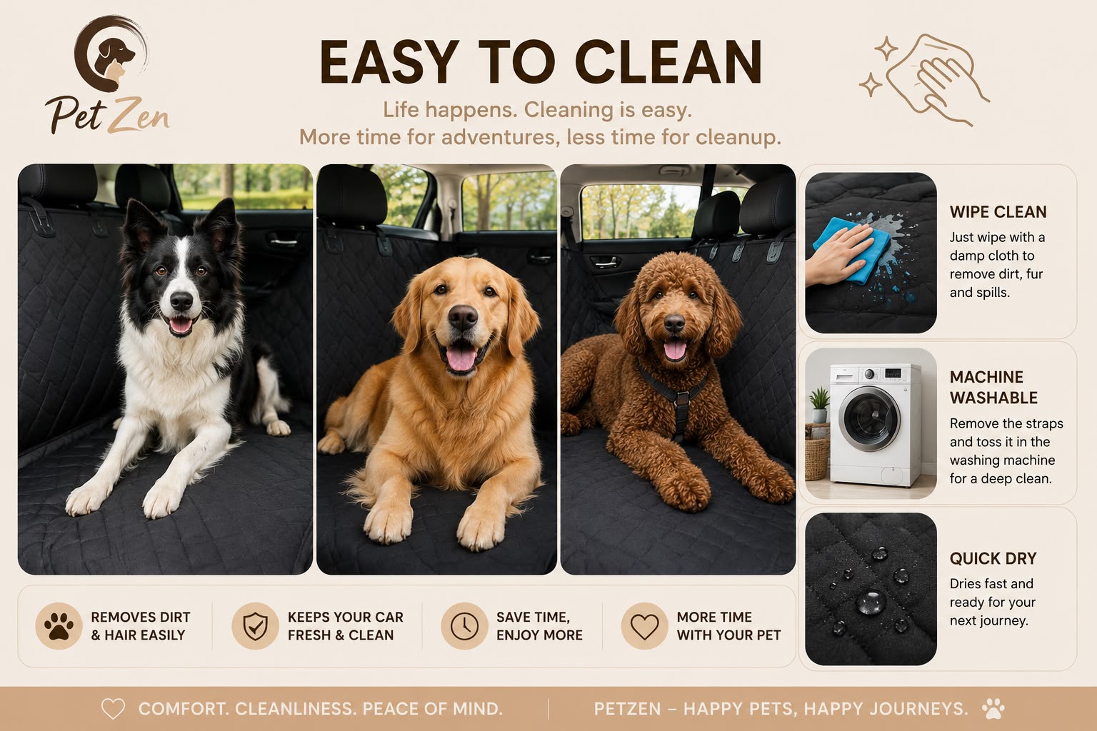 Waterproof 600D Oxford Dog Car Seat Cover – Heavy Duty SUV Trunk Protector & Cargo Liner