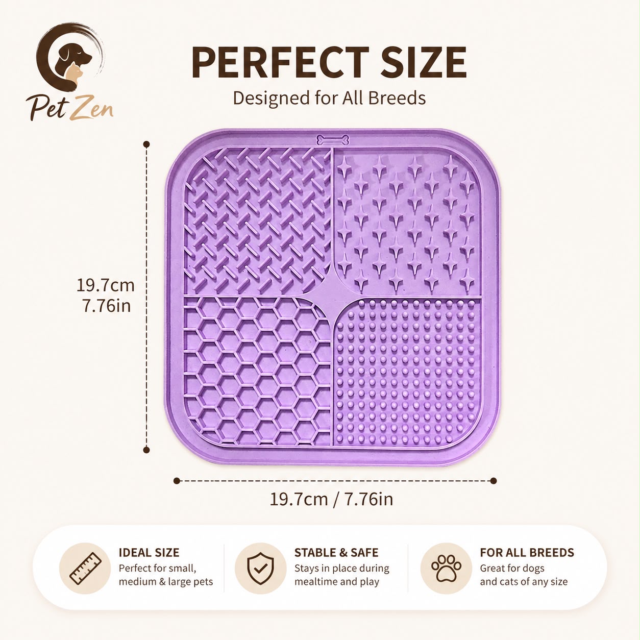 Silicone Lick Mat for Dogs & Cats – Slow Feeder Feeding Mat for Treats, Wet & Dry Food