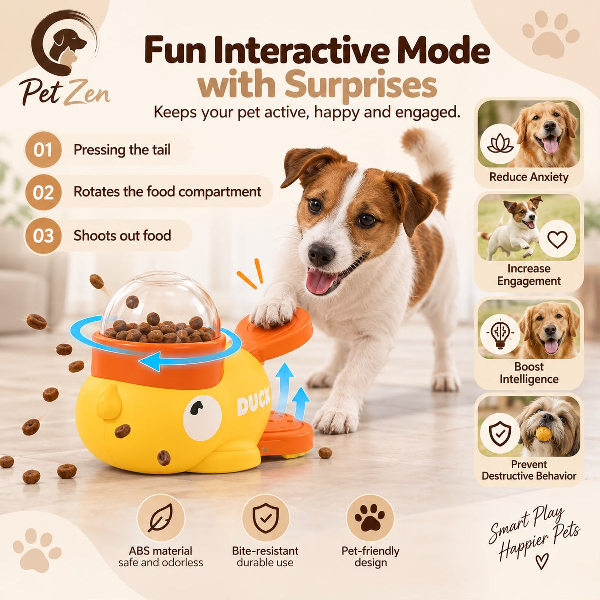 Duck-Shaped Interactive Treat Dispenser for Dogs & Cats – Puzzle Slow Feeder & Training Toy