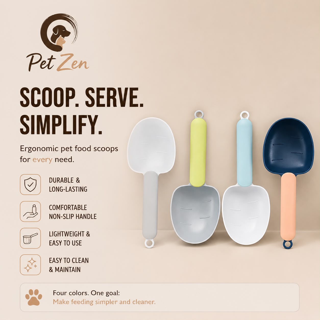 Premium Pet Food Scoop with Clip – Portable Measuring Scoop for Dog & Cat Food