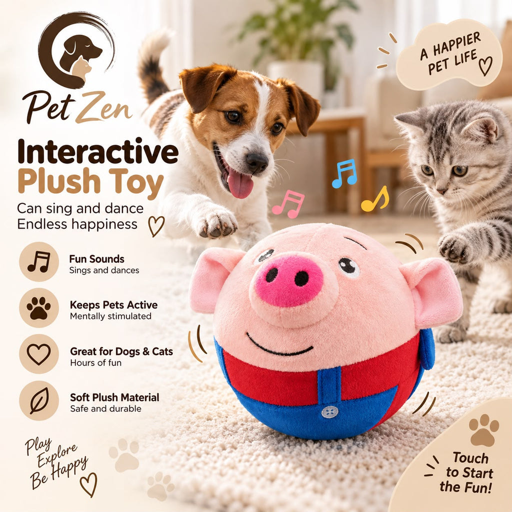 Interactive Moving Dog Ball Toy – Plush Bouncing, Sound & Vibration Toy for Indoor Play