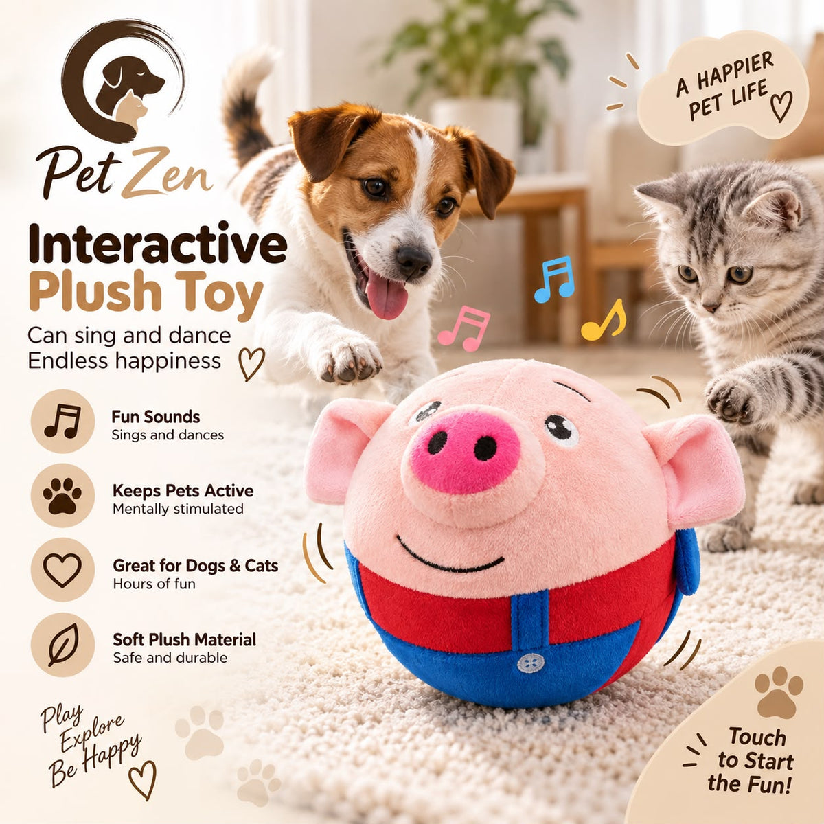 Interactive Moving Dog Ball Toy – Plush Bouncing, Sound & Vibration Toy for Indoor Play