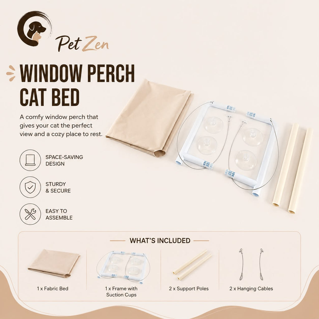 Window Cat Hammock – Cozy Suction Cup Window Perch Bed for Indoor Cats Sunny Window Nest Bearing 20kg - Pet Accessories