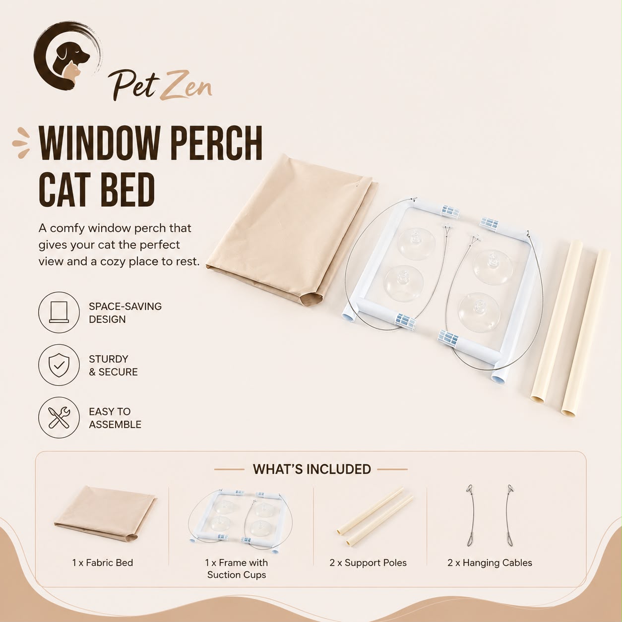 Window Cat Hammock – Cozy Suction Cup Window Perch Bed for Indoor Cats Sunny Window Nest Bearing 20kg - Pet Accessories