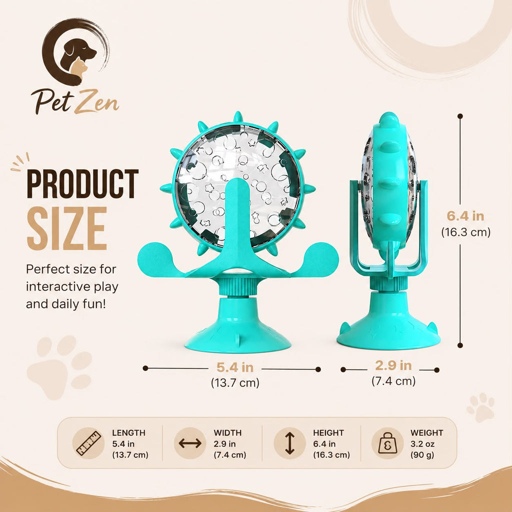Interactive Cat Treat Dispenser Toy – Suction Cup Spinning Puzzle Feeder
