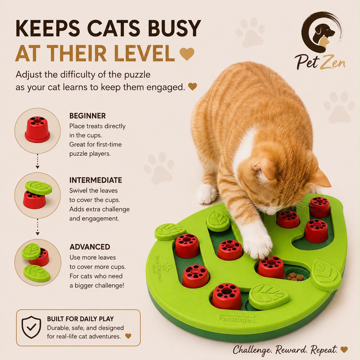 Interactive Cat Puzzle Feeder Toy – Slow Feeder & Treat Dispenser for Mental Stimulation