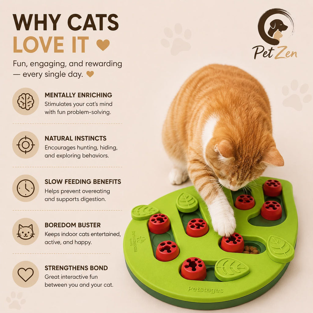 Interactive Cat Puzzle Feeder Toy – Slow Feeder & Treat Dispenser for Mental Stimulation