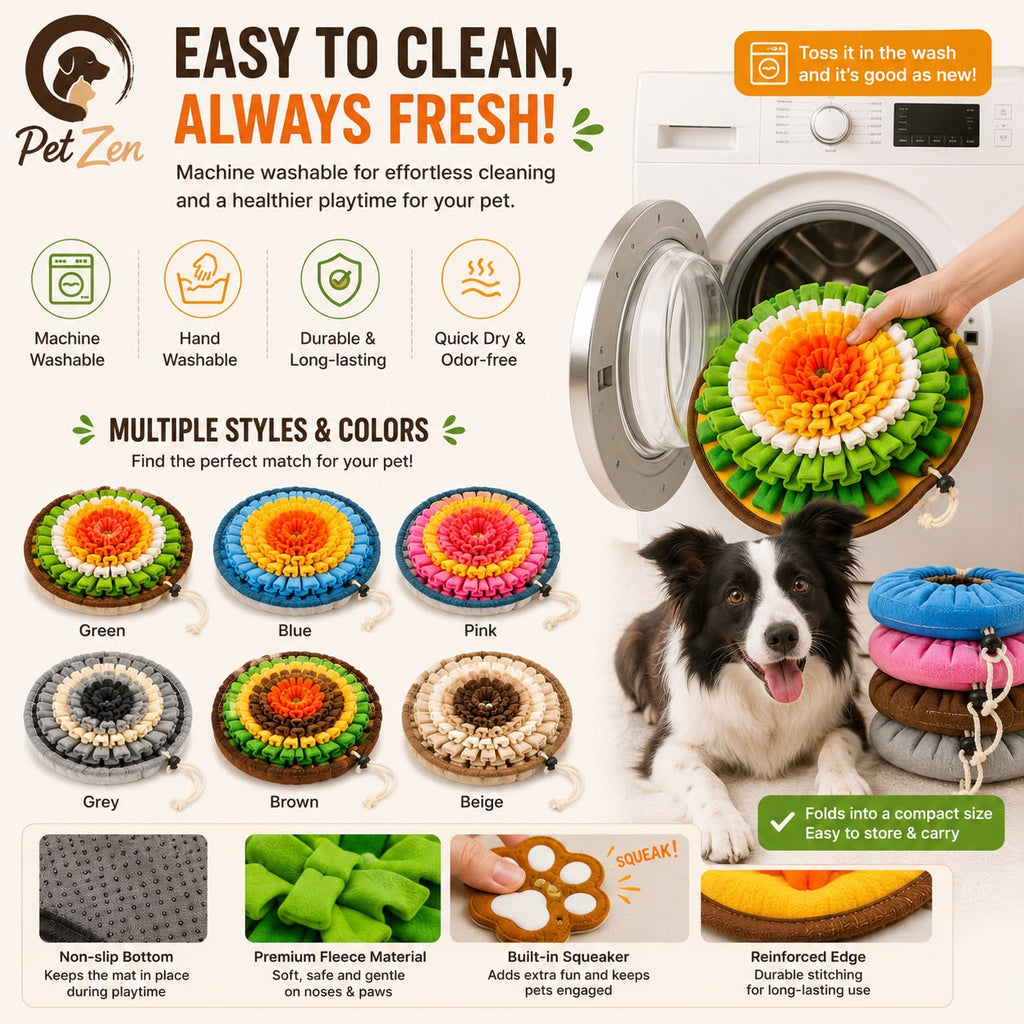 Pet Sniffing Mat Dog Puzzle Interactive Training Mat, Washable Durable Foldable Pet Foraging Feeding Mat Supplies, Pet Training